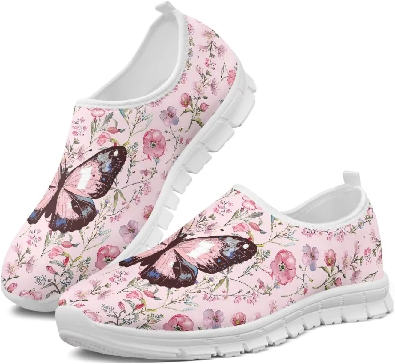 Women's Fashion Sneakers Slip On Walking Loafers Travel Shoes（White Sole）