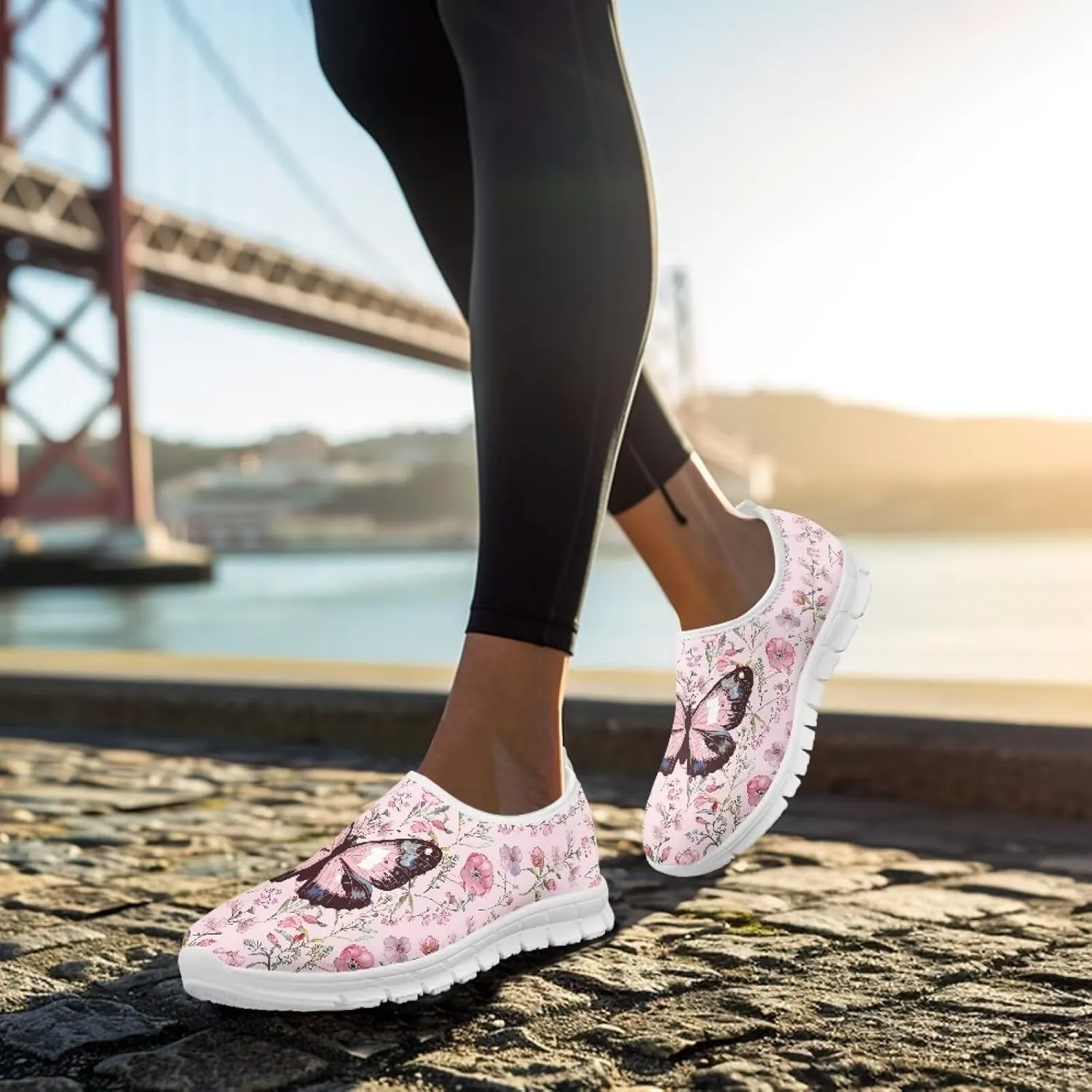 Women's Fashion Sneakers Slip On Walking Loafers Travel Shoes（White Sole）