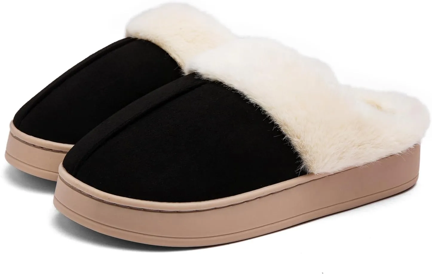 Women's Fuzzy Memory Foam Slippers Comfy Winter Soft Slip On House Slippers Bedroom Shoes with Warm Plush Lining and Indoor Outdoor Soles