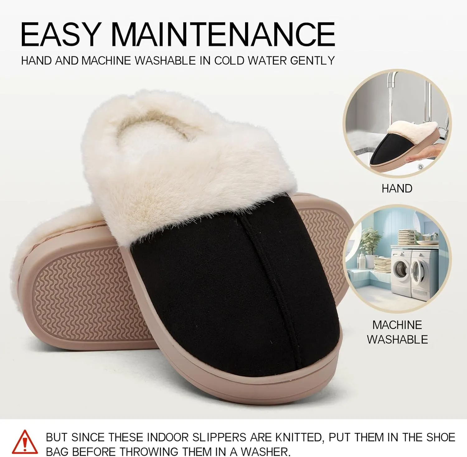Women's Fuzzy Memory Foam Slippers Comfy Winter Soft Slip On House Slippers Bedroom Shoes with Warm Plush Lining and Indoor Outdoor Soles