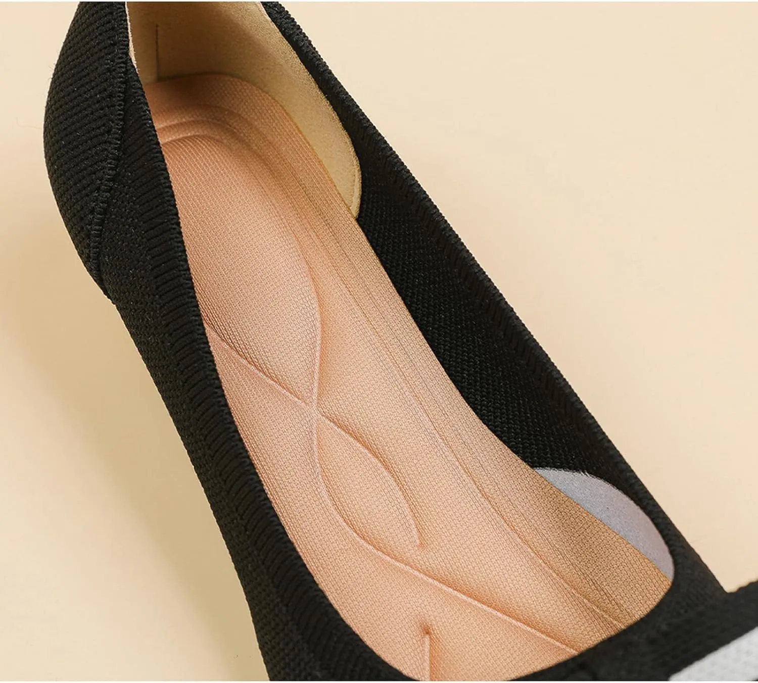 Women's Knitted Kitten Low Heels with Bow Pointed Closed Toe Slip On Comfort Pumps Casual Work Office Dress Shoes