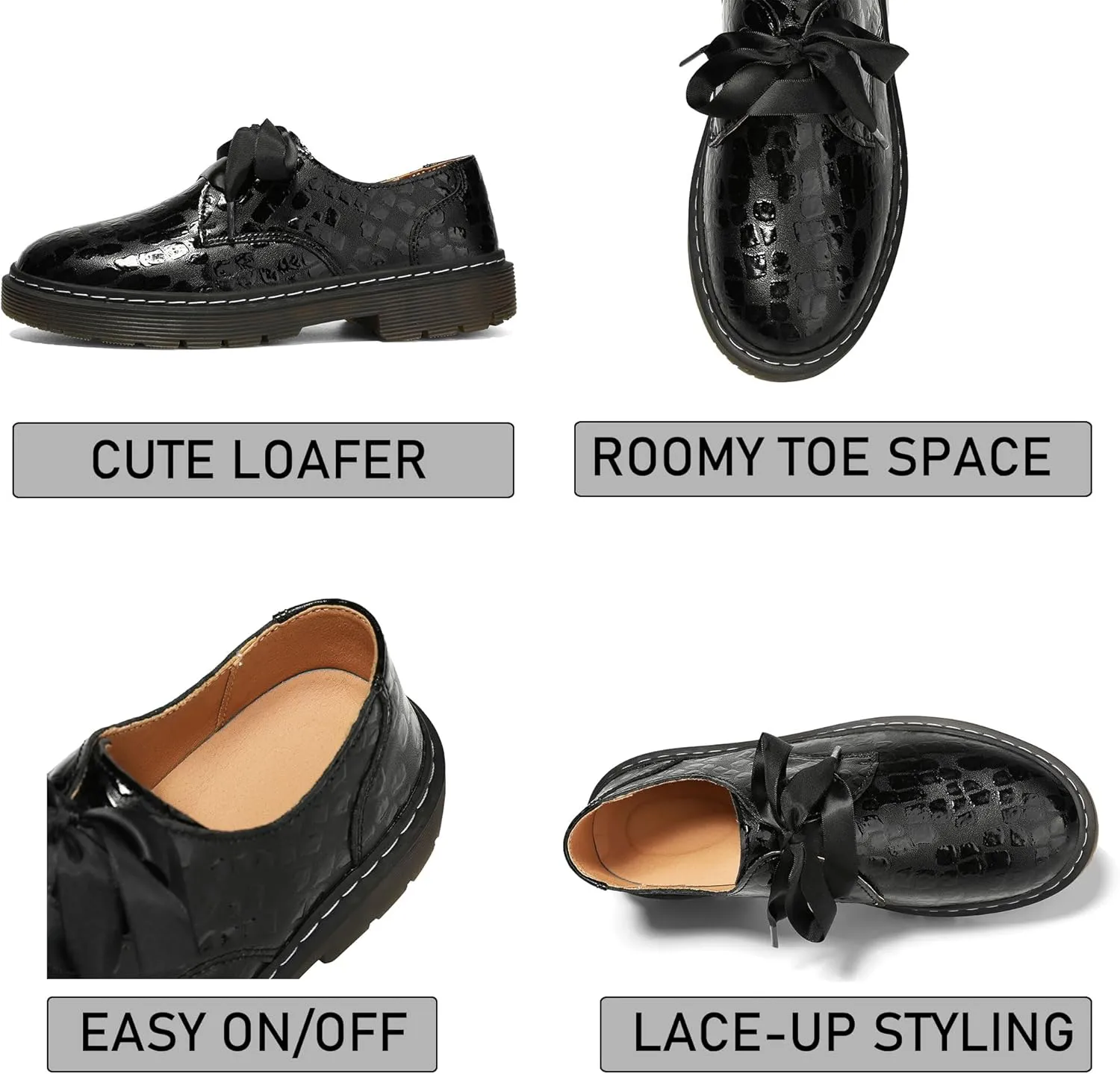 Women's Lace-up Loafers Slip-on Comfortable & Light-Weight Office Dress Shoes