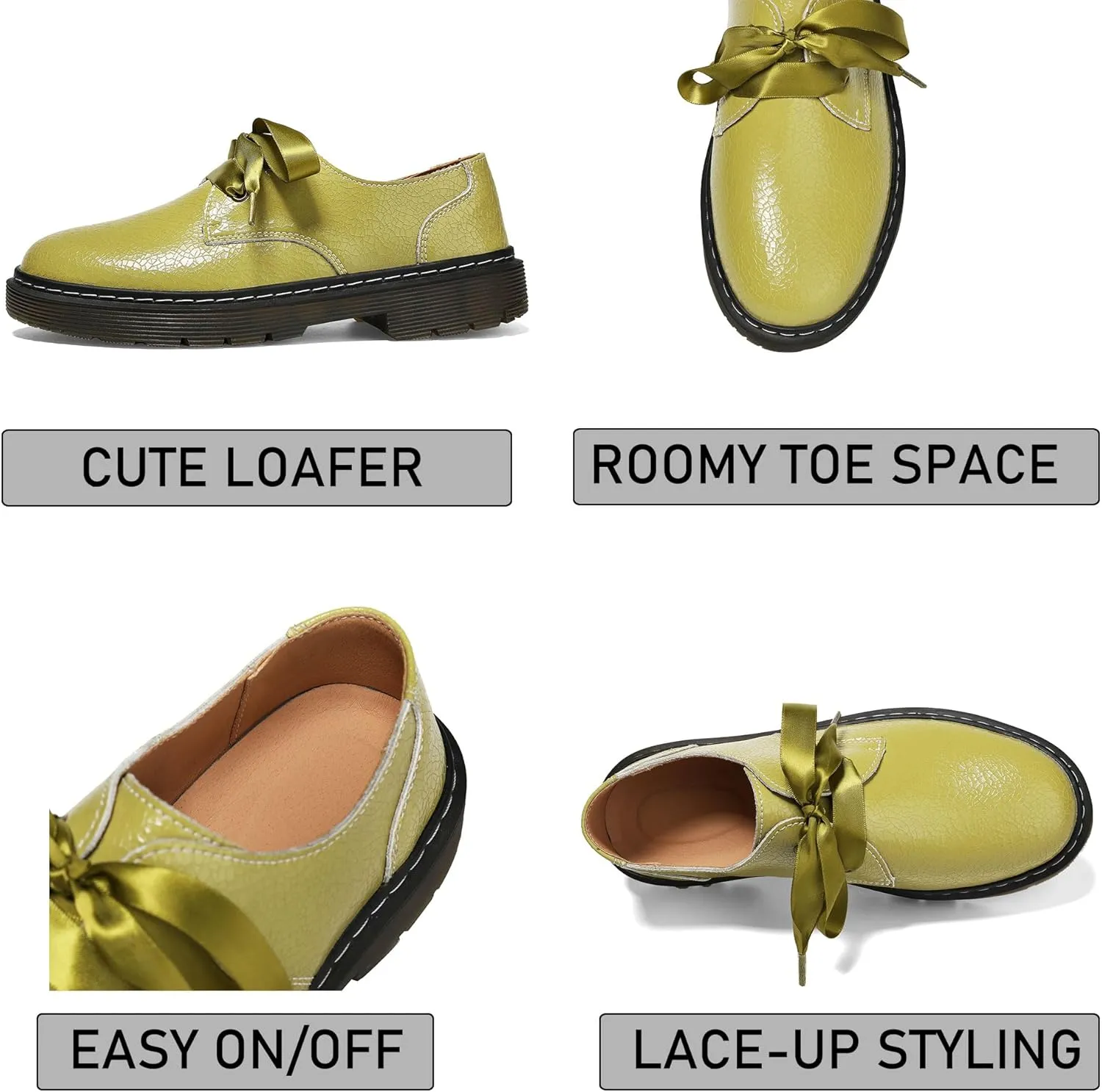 Women's Lace-up Loafers Slip-on Comfortable & Light-Weight Office Dress Shoes