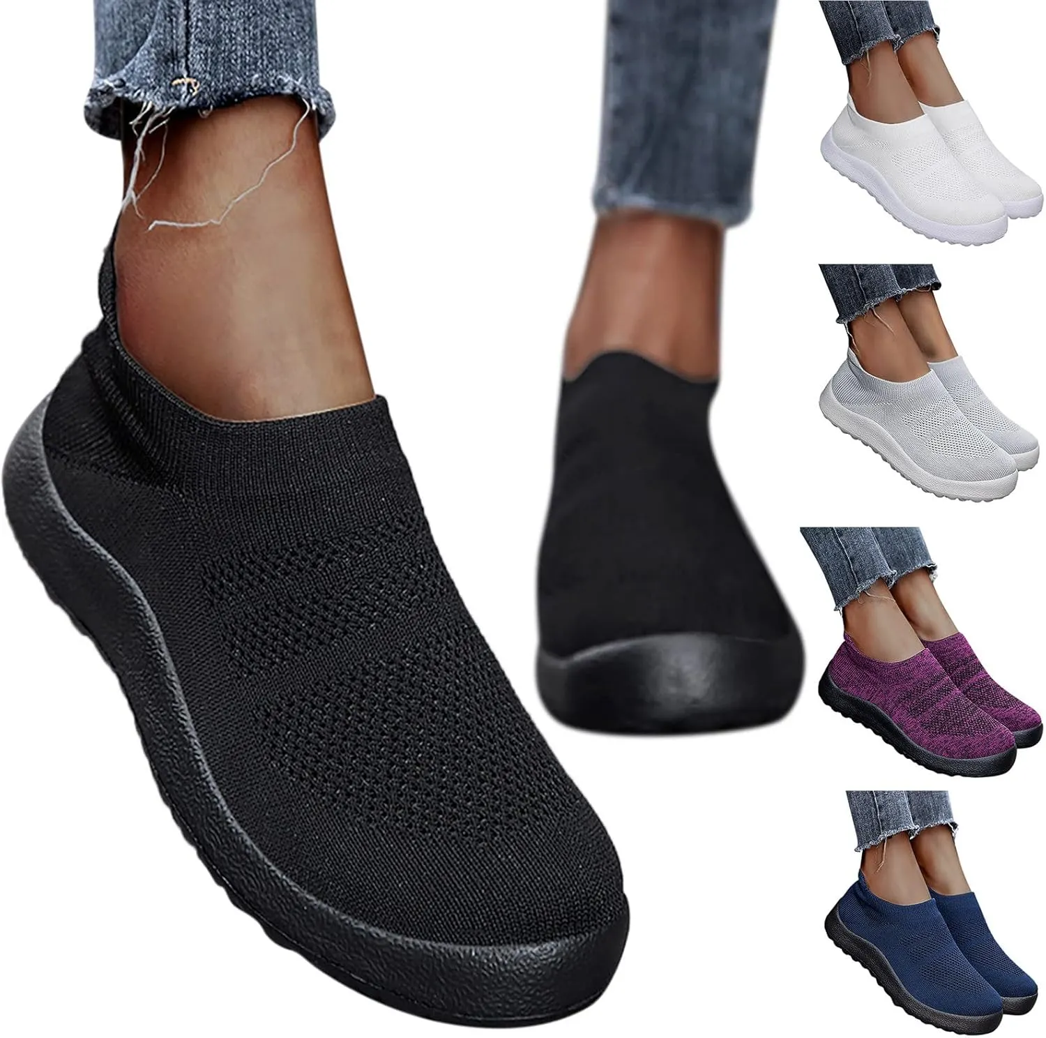 Womens Ladies Walking Running Shoes Slip On Lightweight Mens Tennis Shoes Wide Men's Casual Dress Shoes Women Shoes Sneakers Black Tennis Shoe Loafers Dress Shoe