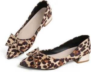 Women's Low Block Chunky Heels Dress Shoes Pointed Toe Closed Toe Work Pumps Slip on Comfort Dress Shoes for Women