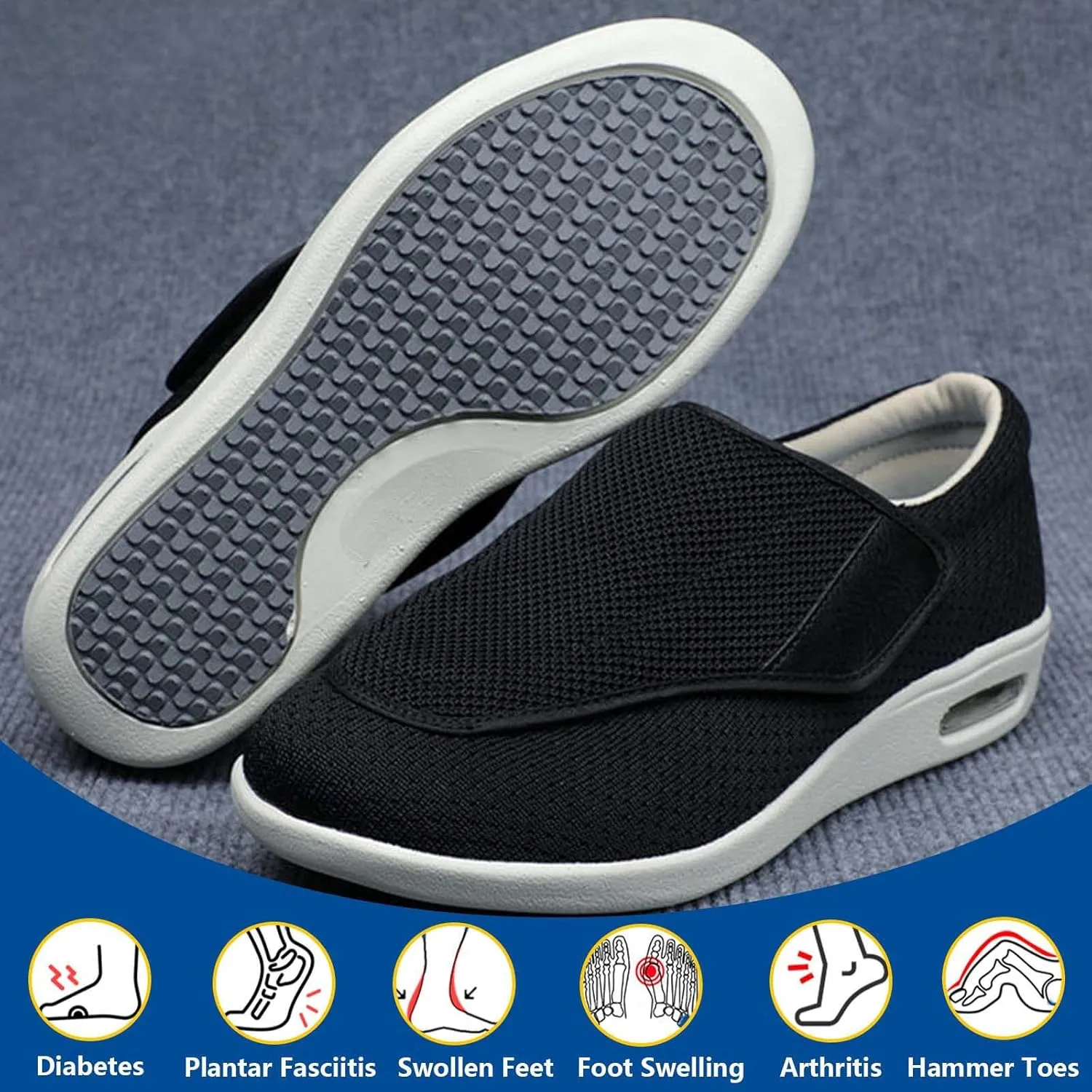 Women's Men Diabetic Shoes,with Removable Memory Foam Insoles Lightweight for Seniors Swollen Feet