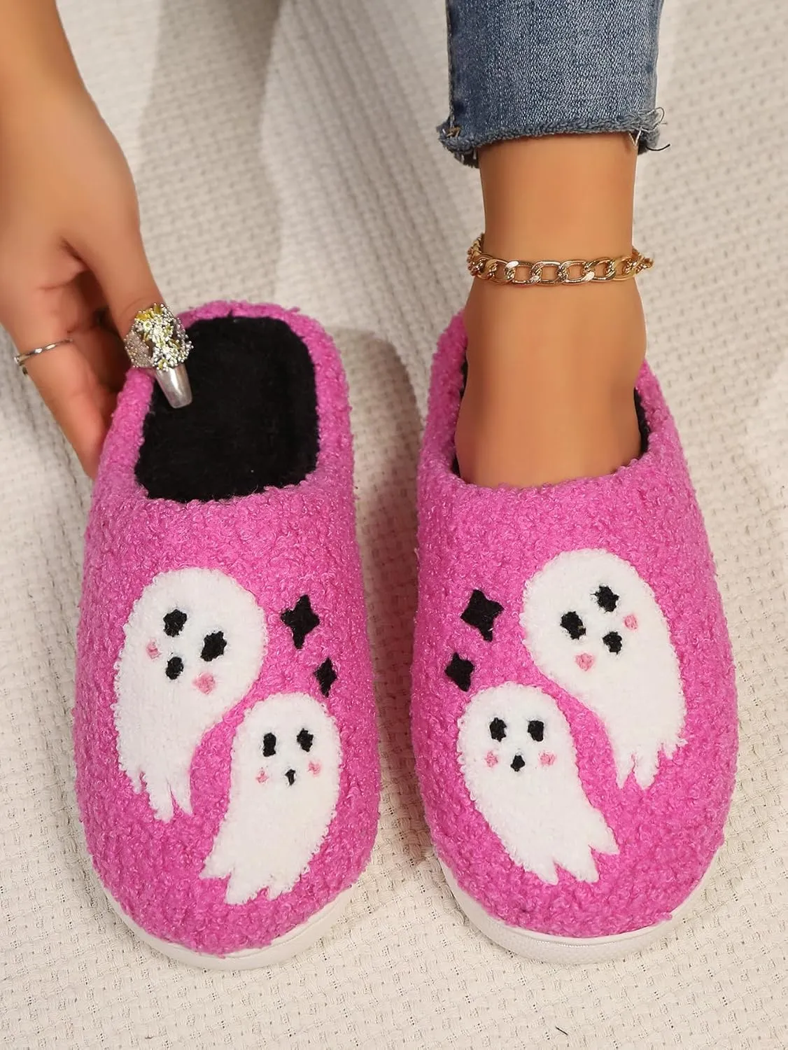 Women's Men's Fuzzy Memory Foam Slippers Fluffy Warm Comfort Light Weight Indoor Outdoor House Couple Shoes