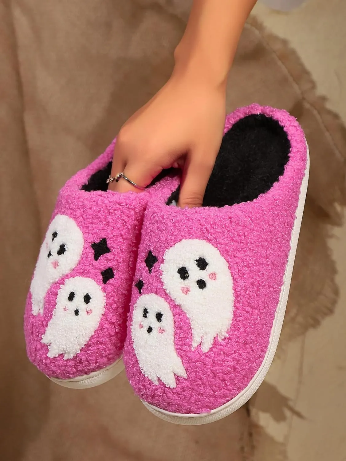 Women's Men's Fuzzy Memory Foam Slippers Fluffy Warm Comfort Light Weight Indoor Outdoor House Couple Shoes
