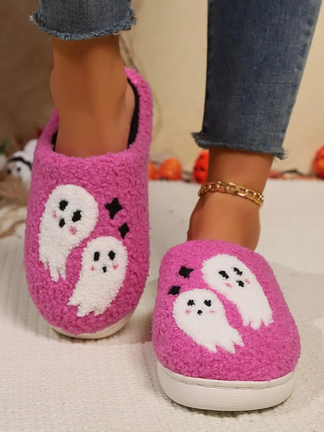 Women's Men's Fuzzy Memory Foam Slippers Fluffy Warm Comfort Light Weight Indoor Outdoor House Couple Shoes