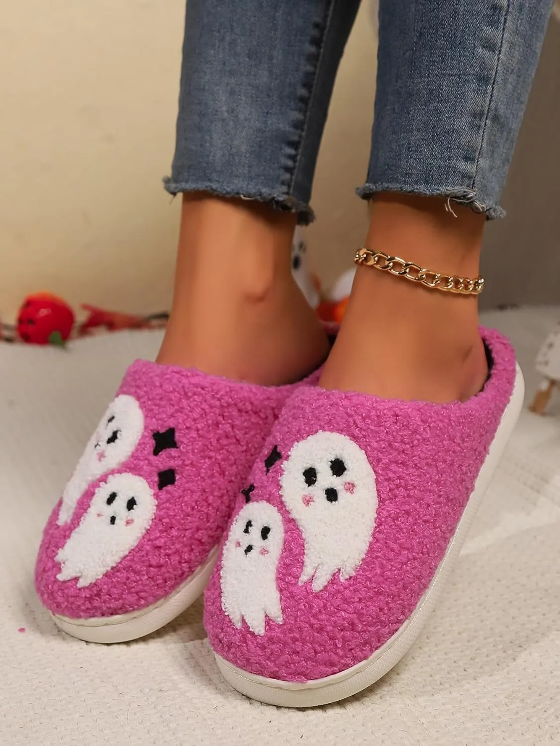 Women's Men's Fuzzy Memory Foam Slippers Fluffy Warm Comfort Light Weight Indoor Outdoor House Couple Shoes