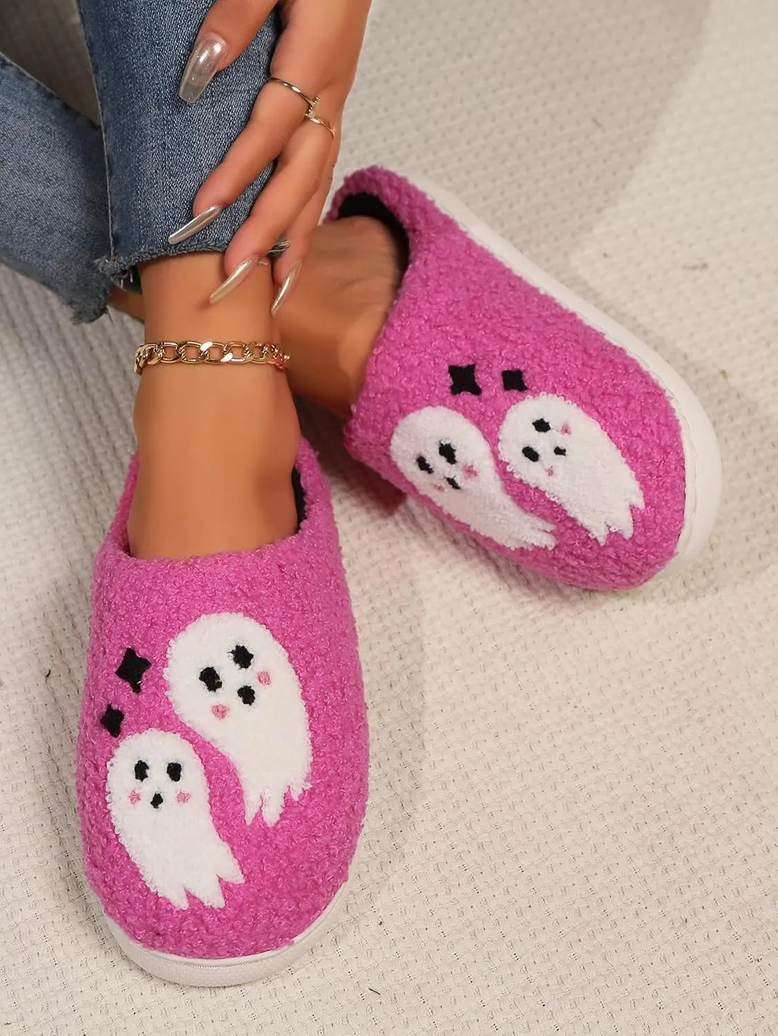 Women's Men's Fuzzy Memory Foam Slippers Fluffy Warm Comfort Light Weight Indoor Outdoor House Couple Shoes