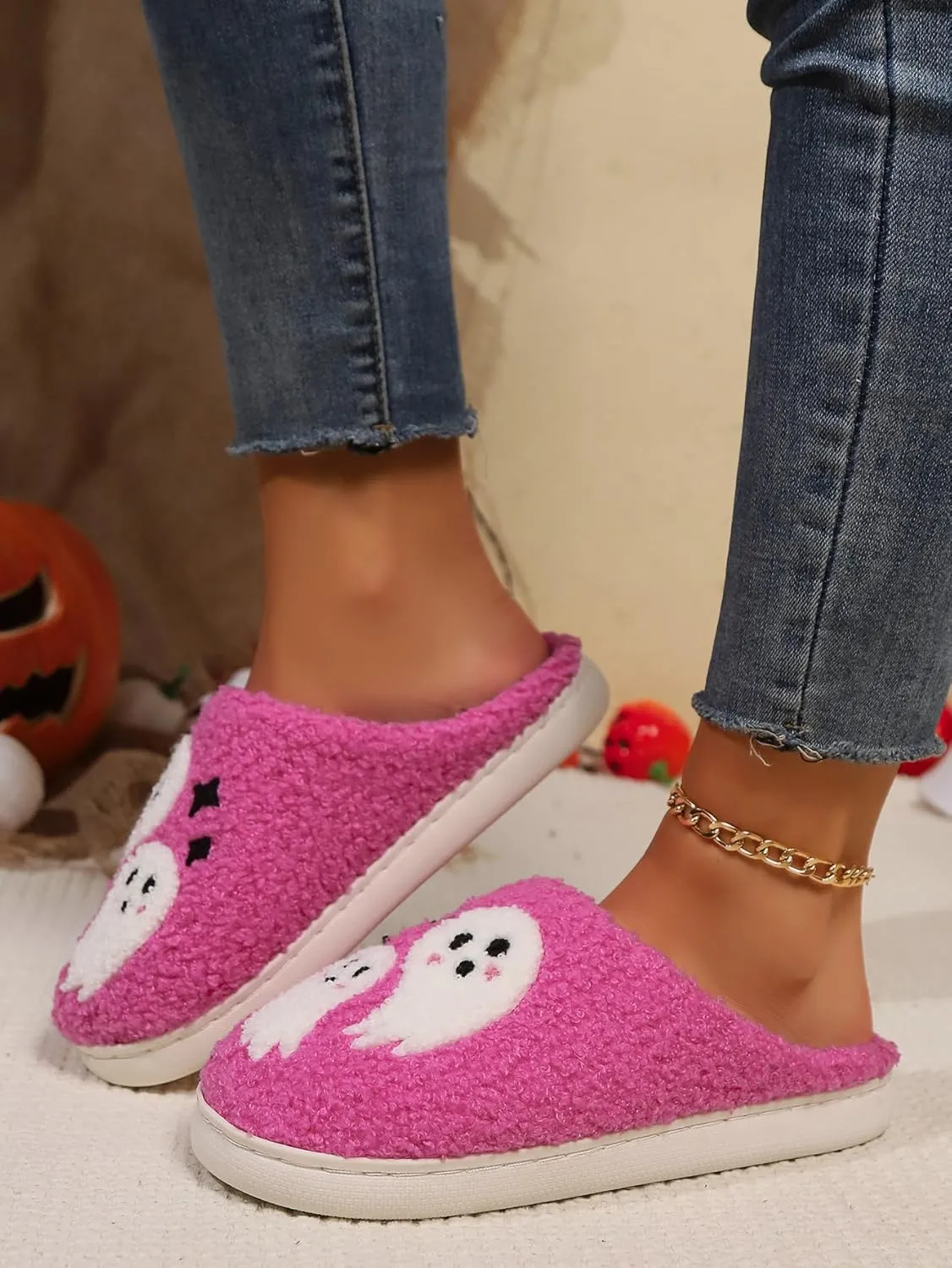 Women's Men's Fuzzy Memory Foam Slippers Fluffy Warm Comfort Light Weight Indoor Outdoor House Couple Shoes