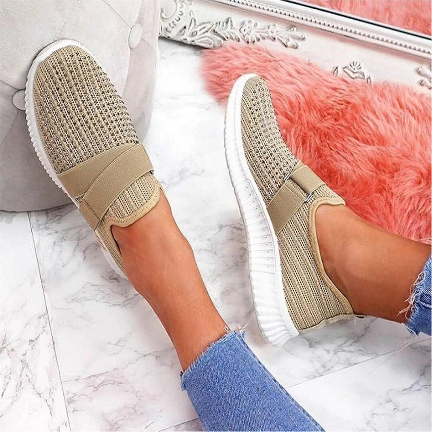 Womens Non Slip Work Shoes Slip On Water Resistant Mens Tennis Shoes Arch Support Business Casual Shoes High Top Sneakers Platform Tennis Shoe Loafers Casual Slip On