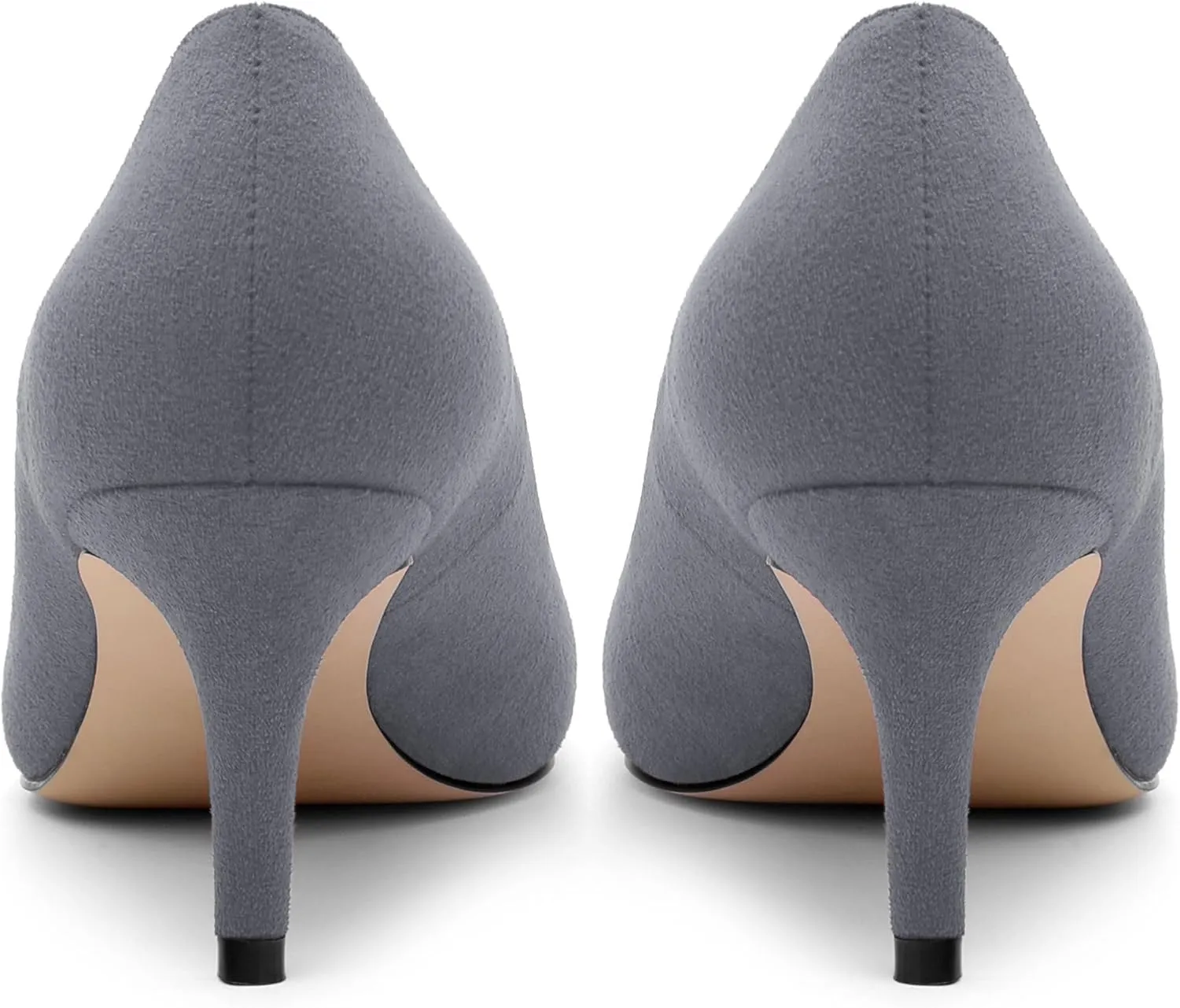 Womens Office Casual Pointed Toe Suede Slip On Stiletto Mid Heel Pumps Shoes 2.55 Inch