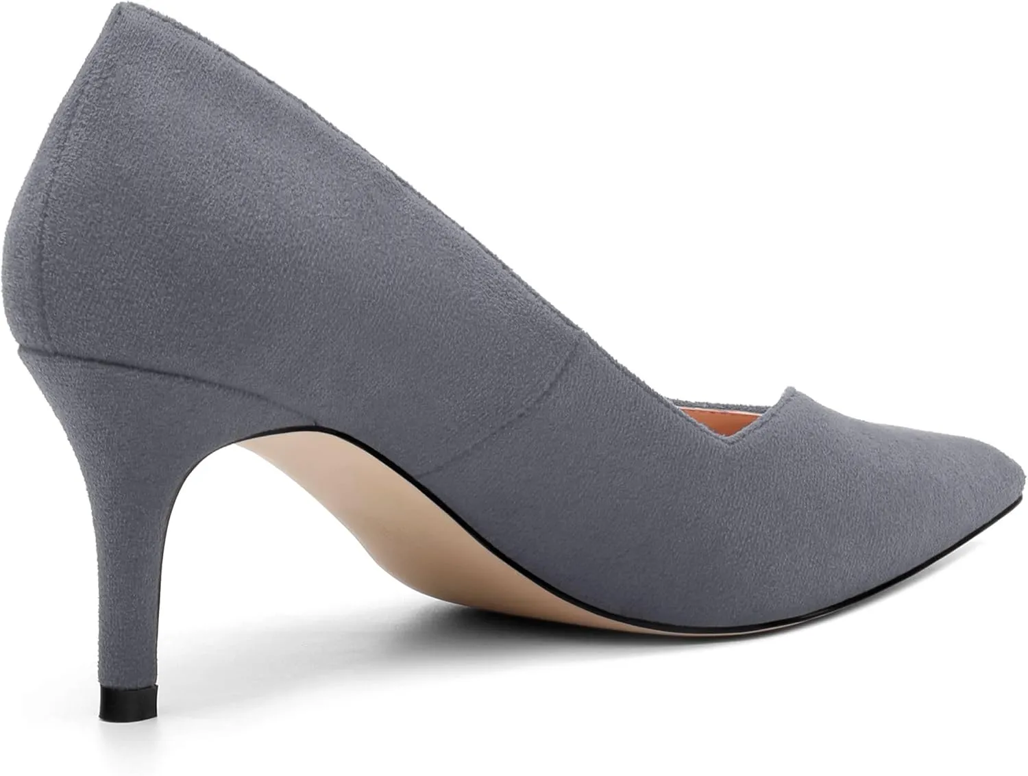 Womens Office Casual Pointed Toe Suede Slip On Stiletto Mid Heel Pumps Shoes 2.55 Inch
