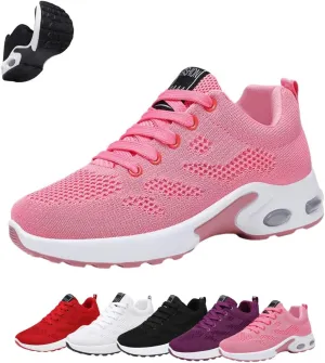 Womens Orthopedic Sneakers,Breathable Knit Mesh Casual Air Cushion Shoes,Platform Non Slip Running Shoes with Arch Support