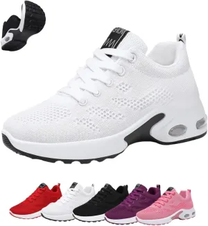 Womens Orthopedic Sneakers,Breathable Knit Mesh Casual Air Cushion Shoes,Platform Non Slip Running Shoes with Arch Support