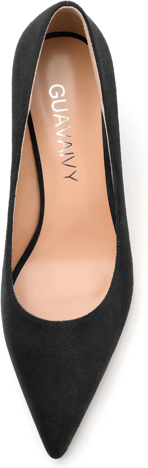 Women's Pumps, Pointed Toe Mid Stiletto Heels, Slip On Fashion Solid Dress Wedding Working Shoes for Women 2.5 inch