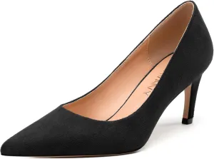 Women's Pumps, Pointed Toe Mid Stiletto Heels, Slip On Fashion Solid Dress Wedding Working Shoes for Women 2.5 inch