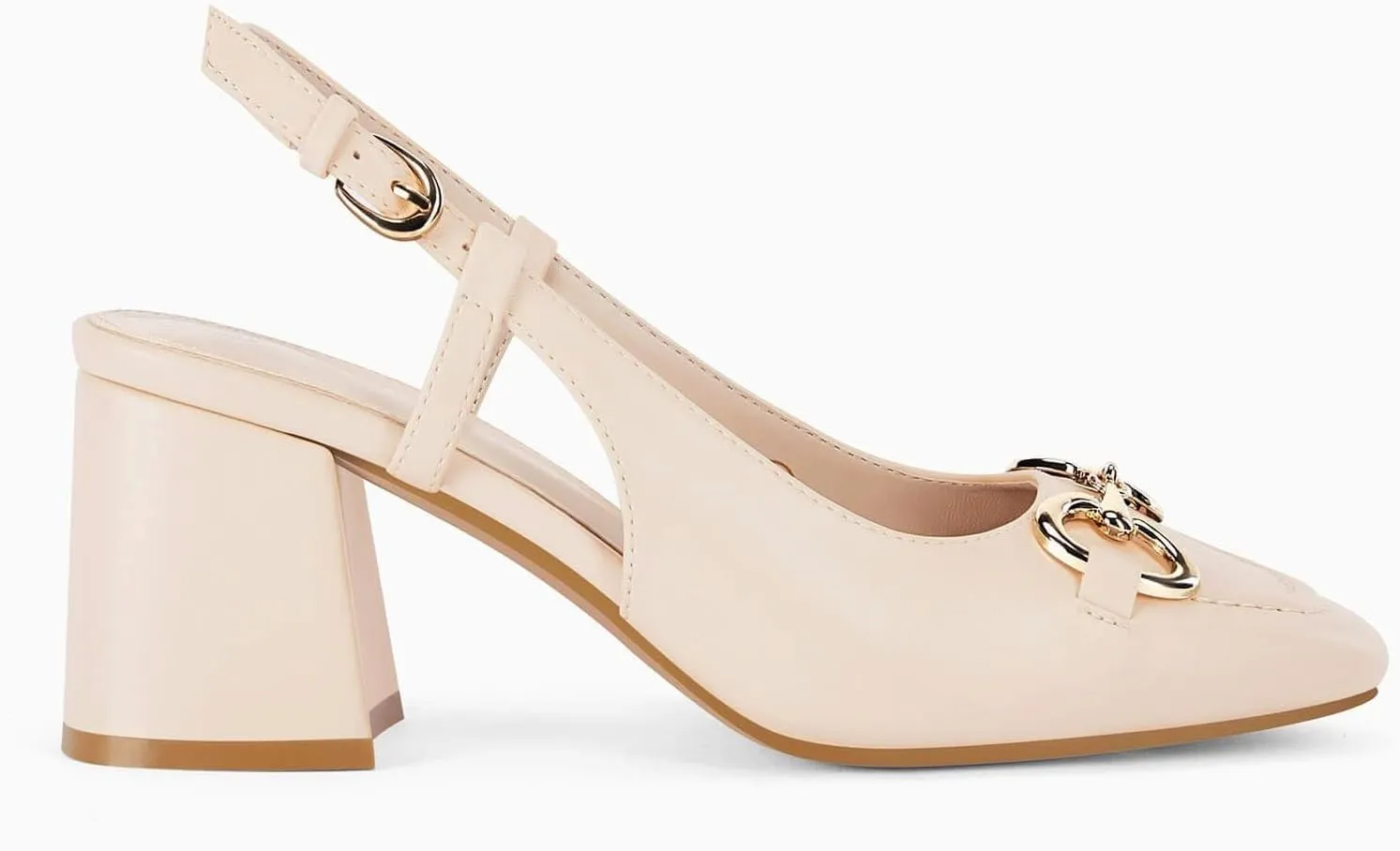 Womens Slingback Block Heels Closed Square Toe Dress Work Shoes Slip on Buckle Strap Business Pumps