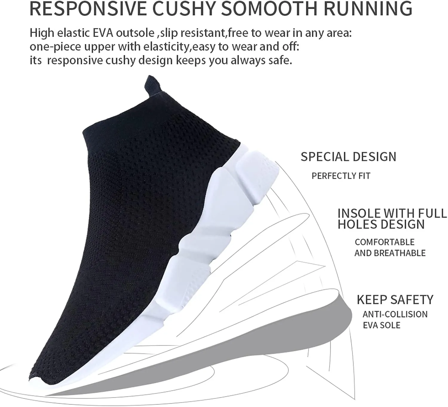 Women's Slip On Socks Sneakers Walking Shoes Running Tennis Athletic Gym Workout Non Slip Athletic Fashion Sneakers