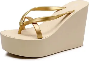 Women's Thong Slip On Platform Wedge Slides Sandals Fashion Round Peep Toe Slip-On Non-Slip Platform Clip Toe Flip Flop Summer Leisure Vacation Beach Sandals
