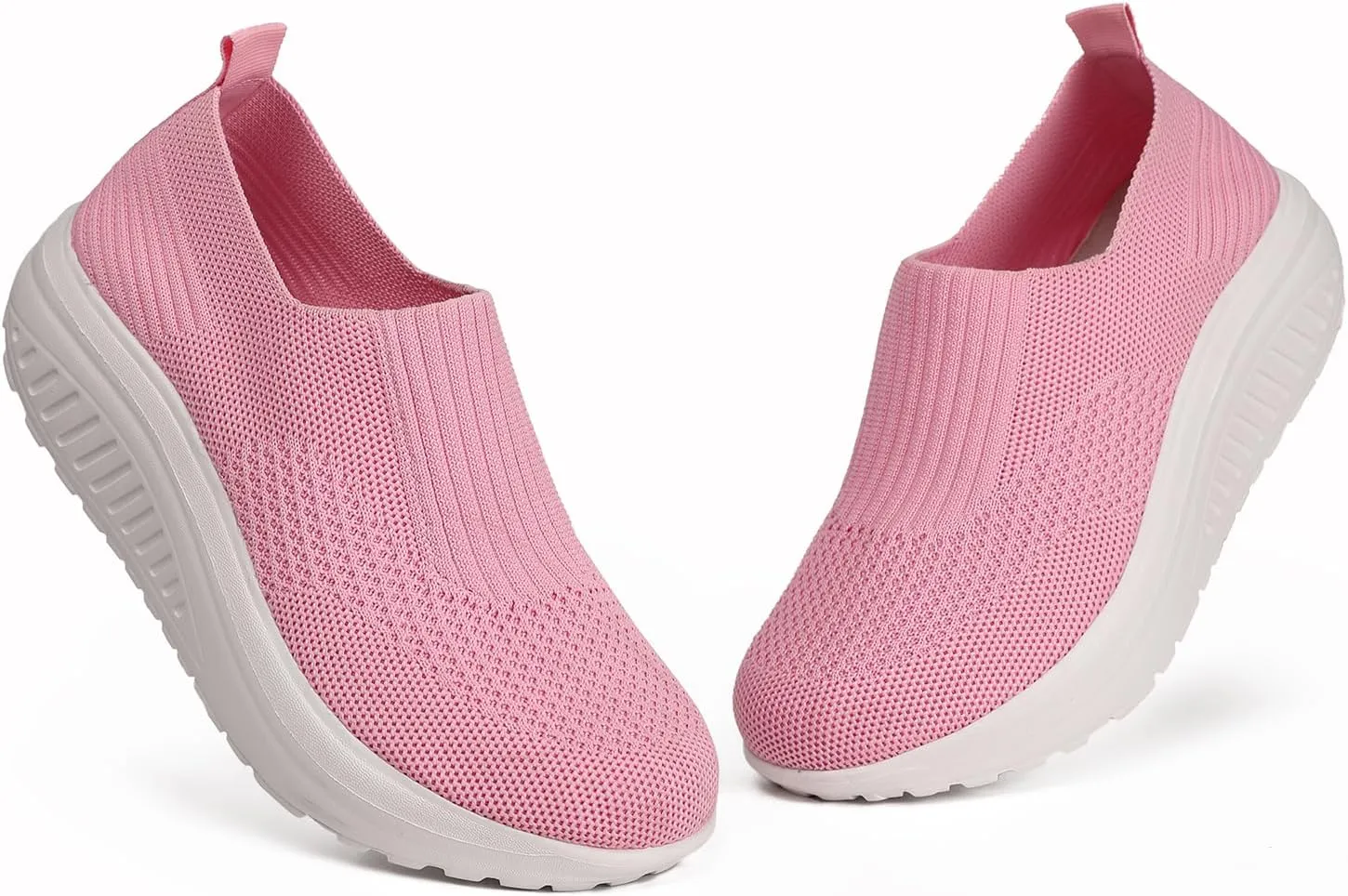 Women's Walking Shoes Slip-On Light Mesh Casual Jogging Shoes Knit Upper Non Slip Breathable Thick Rocking Bottom Shoes