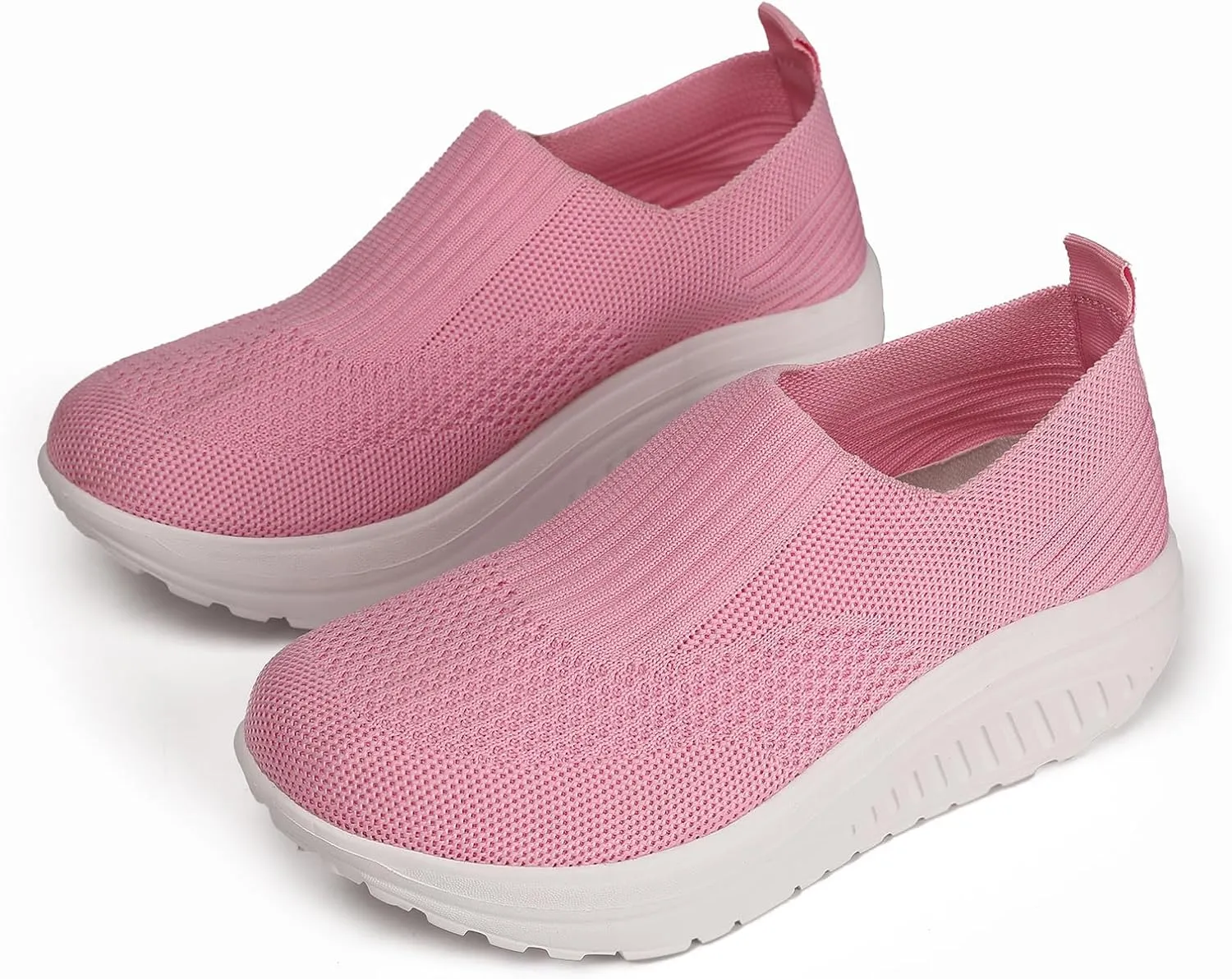 Women's Walking Shoes Slip-On Light Mesh Casual Jogging Shoes Knit Upper Non Slip Breathable Thick Rocking Bottom Shoes