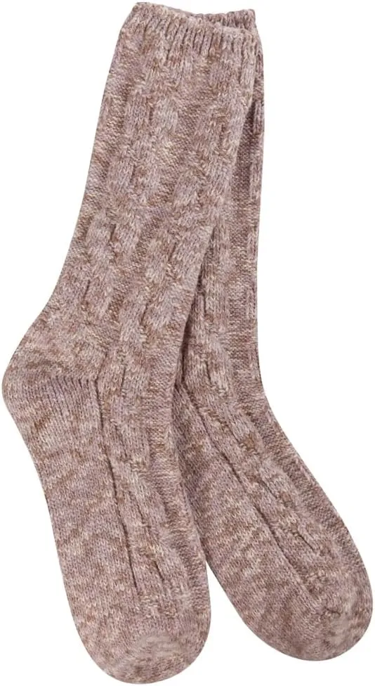 World's Softest Weekend Ragg Cable Crew Socks, One Size Fits Most
