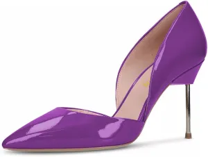 YDN Women Dressy Slip on Pumps Pointed Closed Toe D’Orsay Metal Stiletto High Heels Shoes Party Daily Size 4-15 US