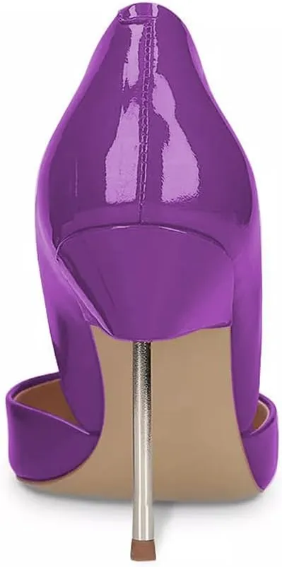 YDN Women Dressy Slip on Pumps Pointed Closed Toe D’Orsay Metal Stiletto High Heels Shoes Party Daily Size 4-15 US