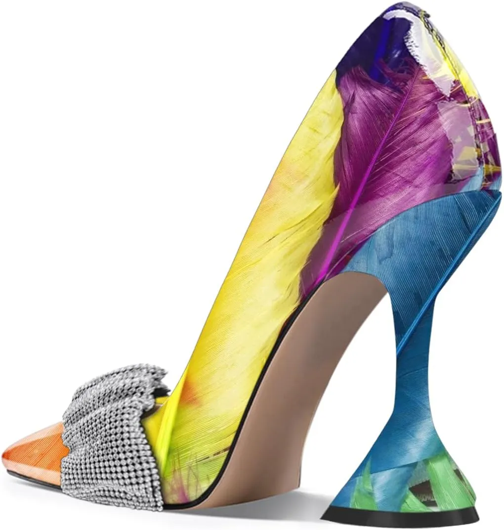YDN Women Pointed Toe Slip on Pumps Special Kitten High Heel Shoes Party Prom Dress Lady Size 4-16 US