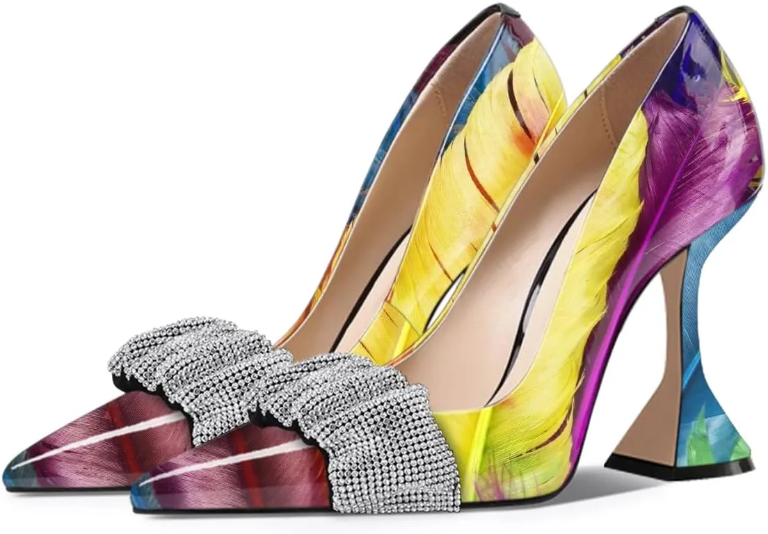 YDN Women Pointed Toe Slip on Pumps Special Kitten High Heel Shoes Party Prom Dress Lady Size 4-16 US