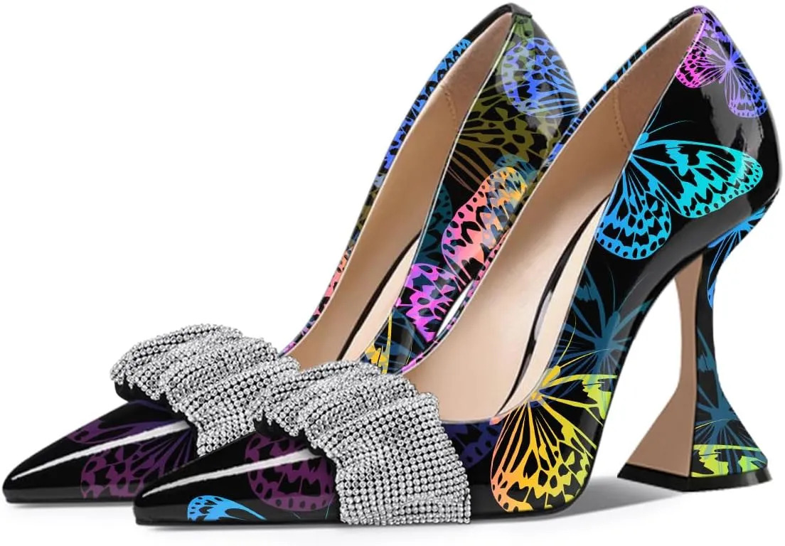 YDN Women Pointed Toe Slip on Pumps Special Kitten High Heel Shoes Party Prom Dress Lady Size 4-16 US