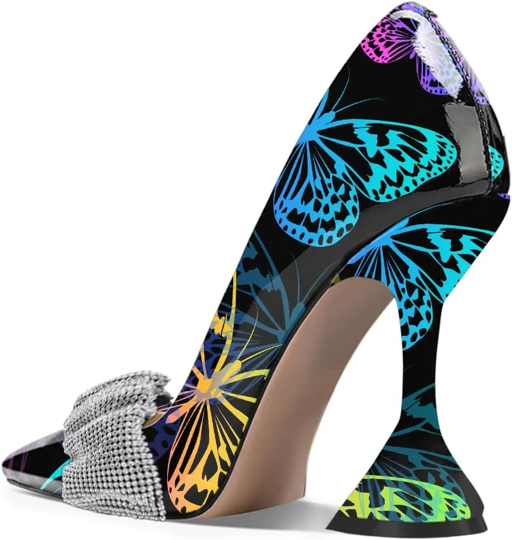 YDN Women Pointed Toe Slip on Pumps Special Kitten High Heel Shoes Party Prom Dress Lady Size 4-16 US
