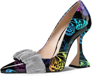 YDN Women Pointed Toe Slip on Pumps Special Kitten High Heel Shoes Party Prom Dress Lady Size 4-16 US