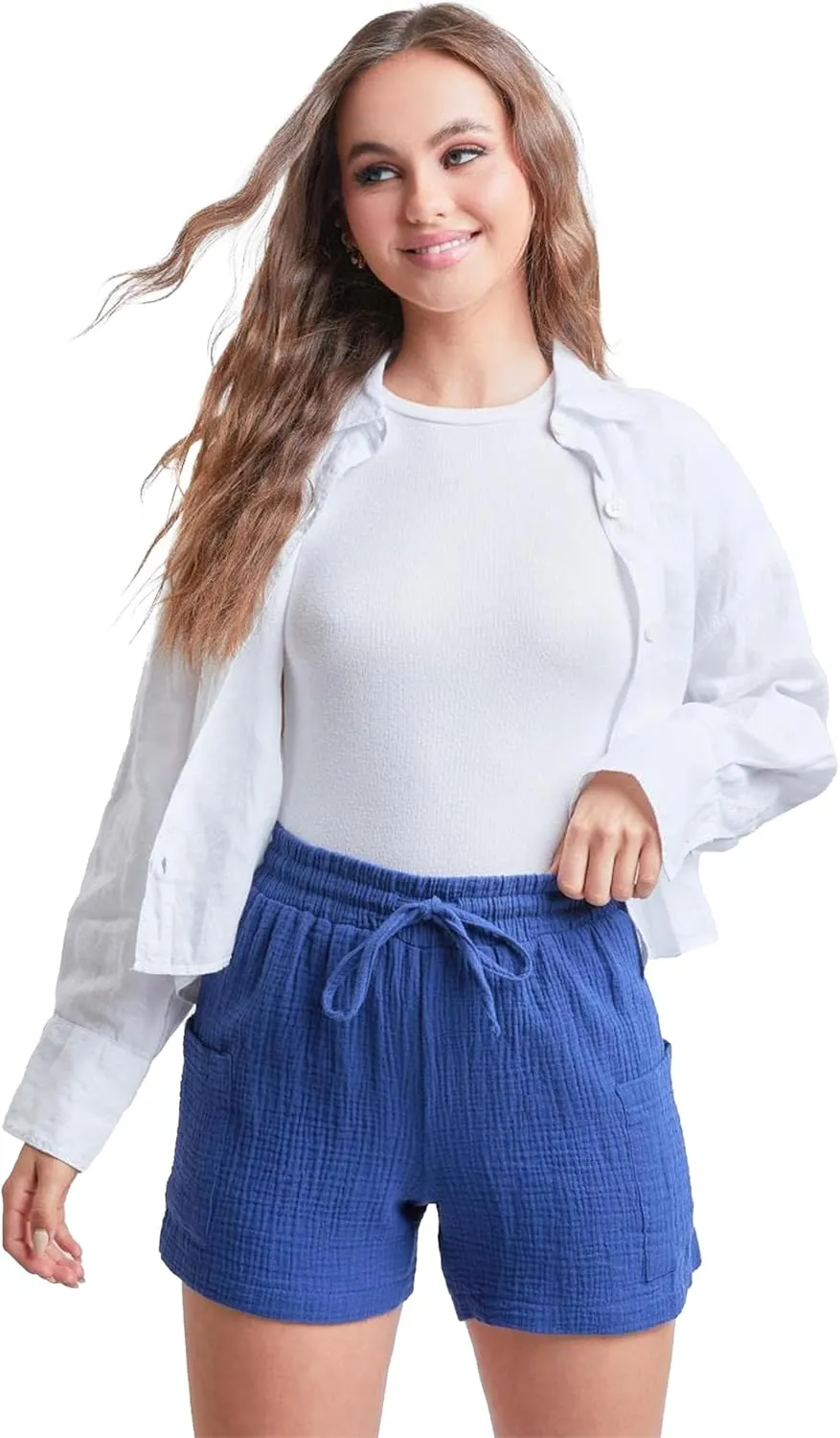 YMI Women's High Rise Gauze Shorts