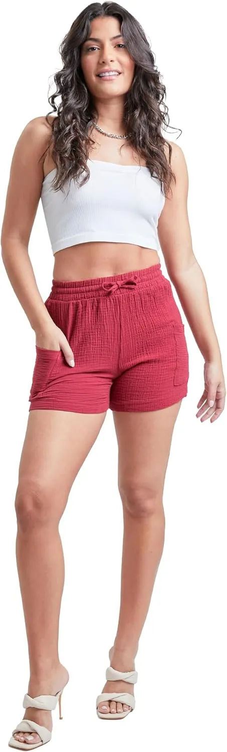 YMI Women's High Rise Gauze Shorts