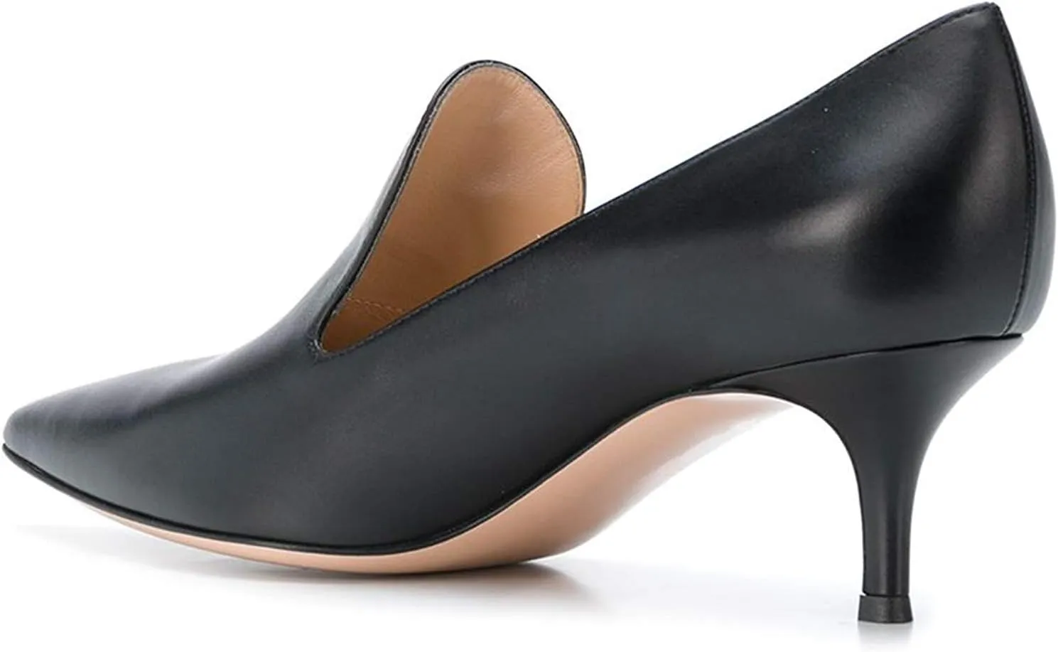 YODEKS Womens Kitten Heel Pumps Point Toe Mid Heels Slip On 6.5cm Stiletto Heels Pumps Dress Party Office Shoes