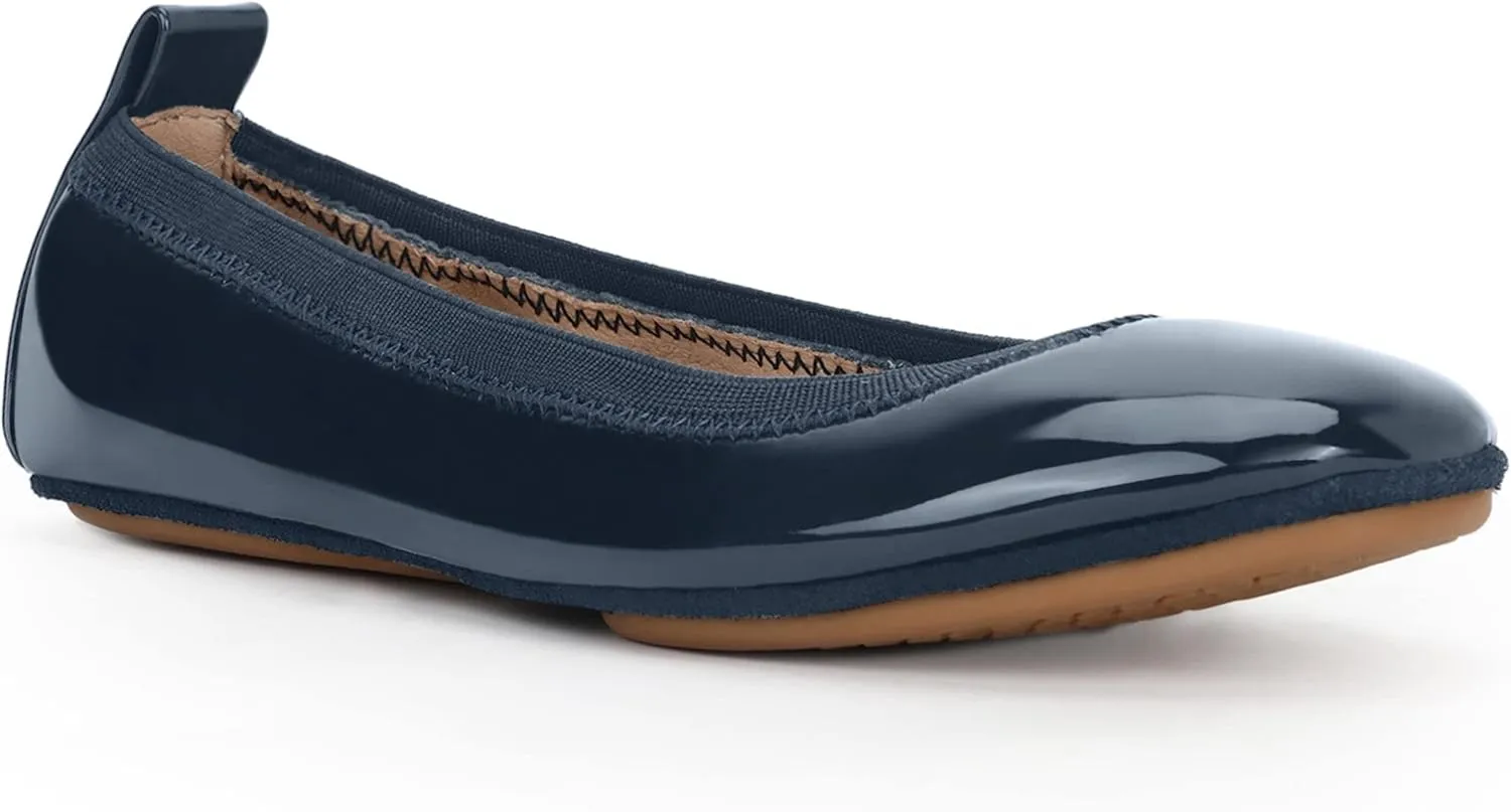 Yosi Samra Samara Women's Leather Metallic Foldable Ballet Flat