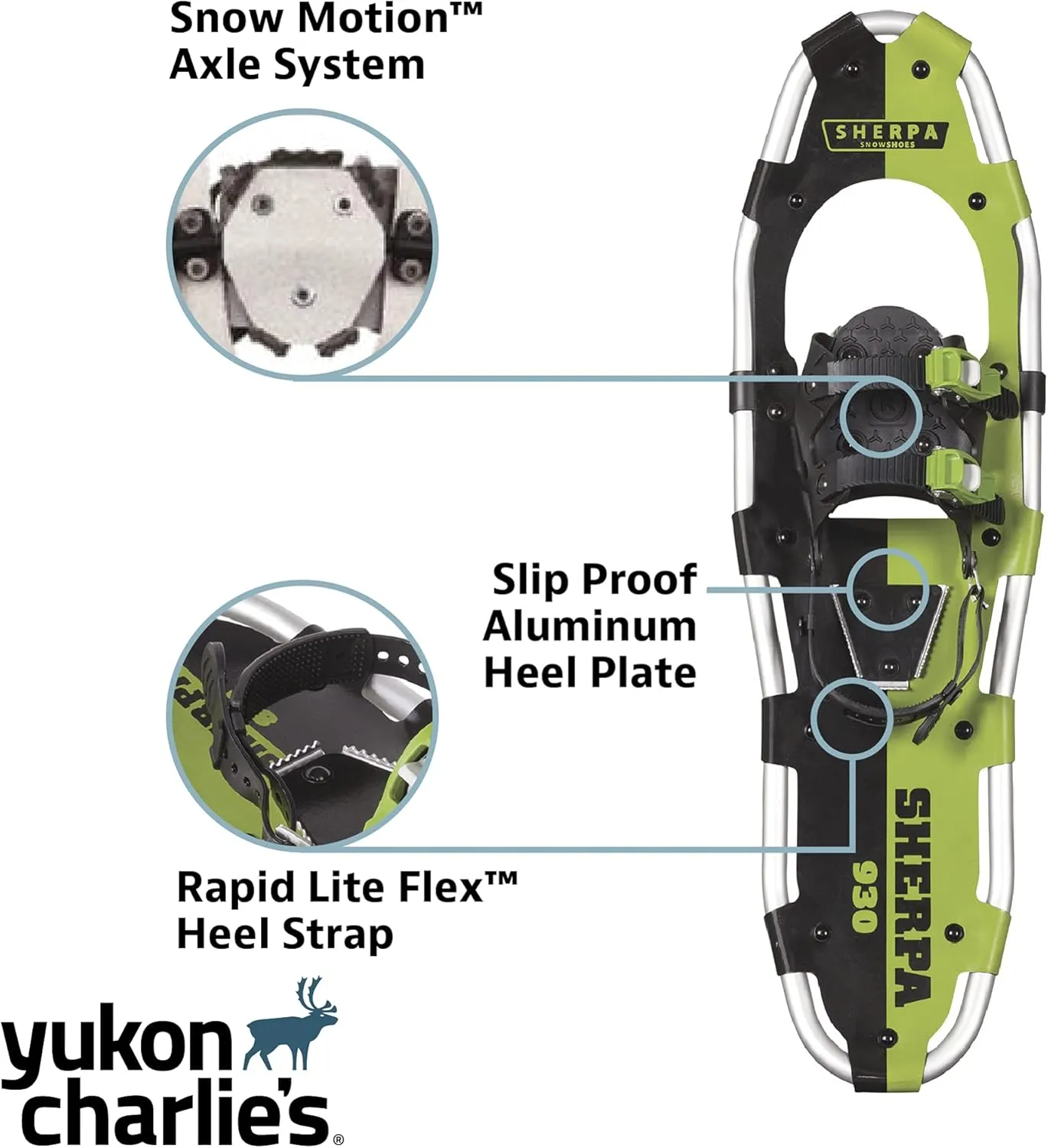 Yukon Charlie's Sherpa Snowshoe, Snowshoes for Men & Women, Snowshoeing Kits for All Skill Levels, Multiple Sizes & Models