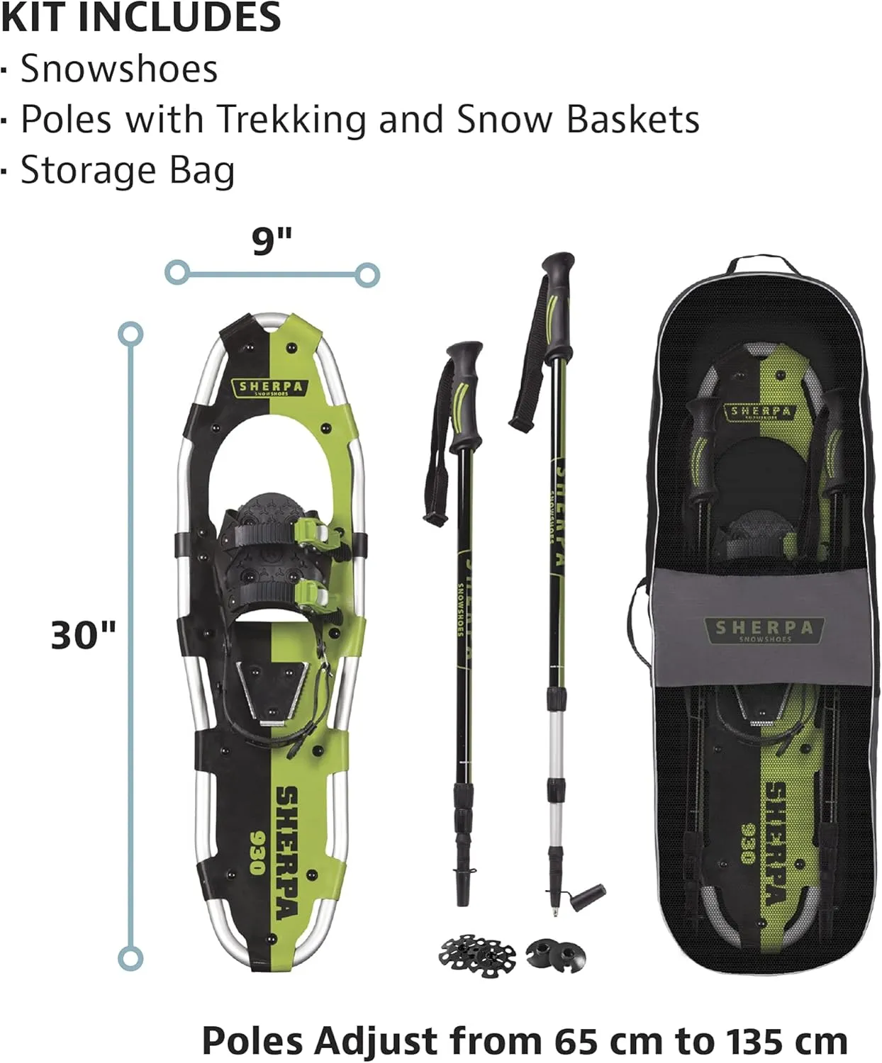 Yukon Charlie's Sherpa Snowshoe, Snowshoes for Men & Women, Snowshoeing Kits for All Skill Levels, Multiple Sizes & Models