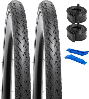 YUNSCM 26x1.75 Lightweight Bike Tires (ETRTO 47-559) 60TPI Nylon Anti-Puncture Protection and 26" Bike Tubes Compatible with 26" Mountain Bike Tires 26 x 1.75-2 PCS (Y-577)