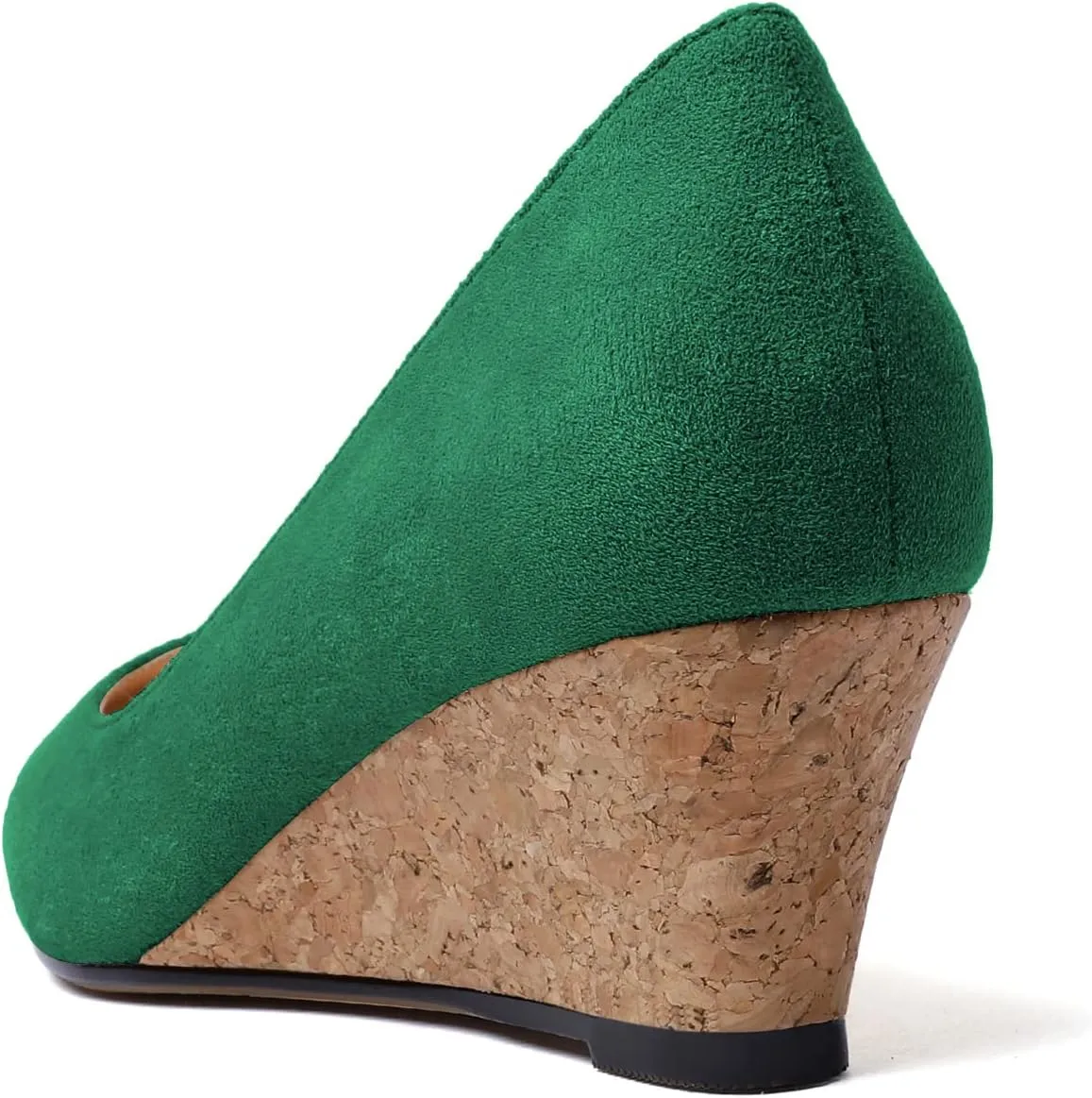 Zamikoo Women's Pointed Toe Pumps Shoes 2 Inch Wedge Low Heel Basic Slip On Leather Suede US Size 5- Size 13