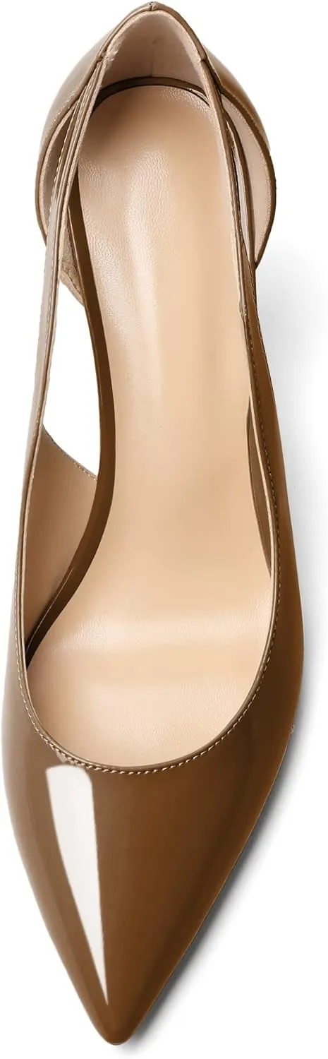 Zamikoo Women's Pointed Toe Slip On 3.5 Inch High Heel Pumps, Sexy Cut Out Stiletto Heels, High Heeled Dress Shoes for Casual Dress Office Event