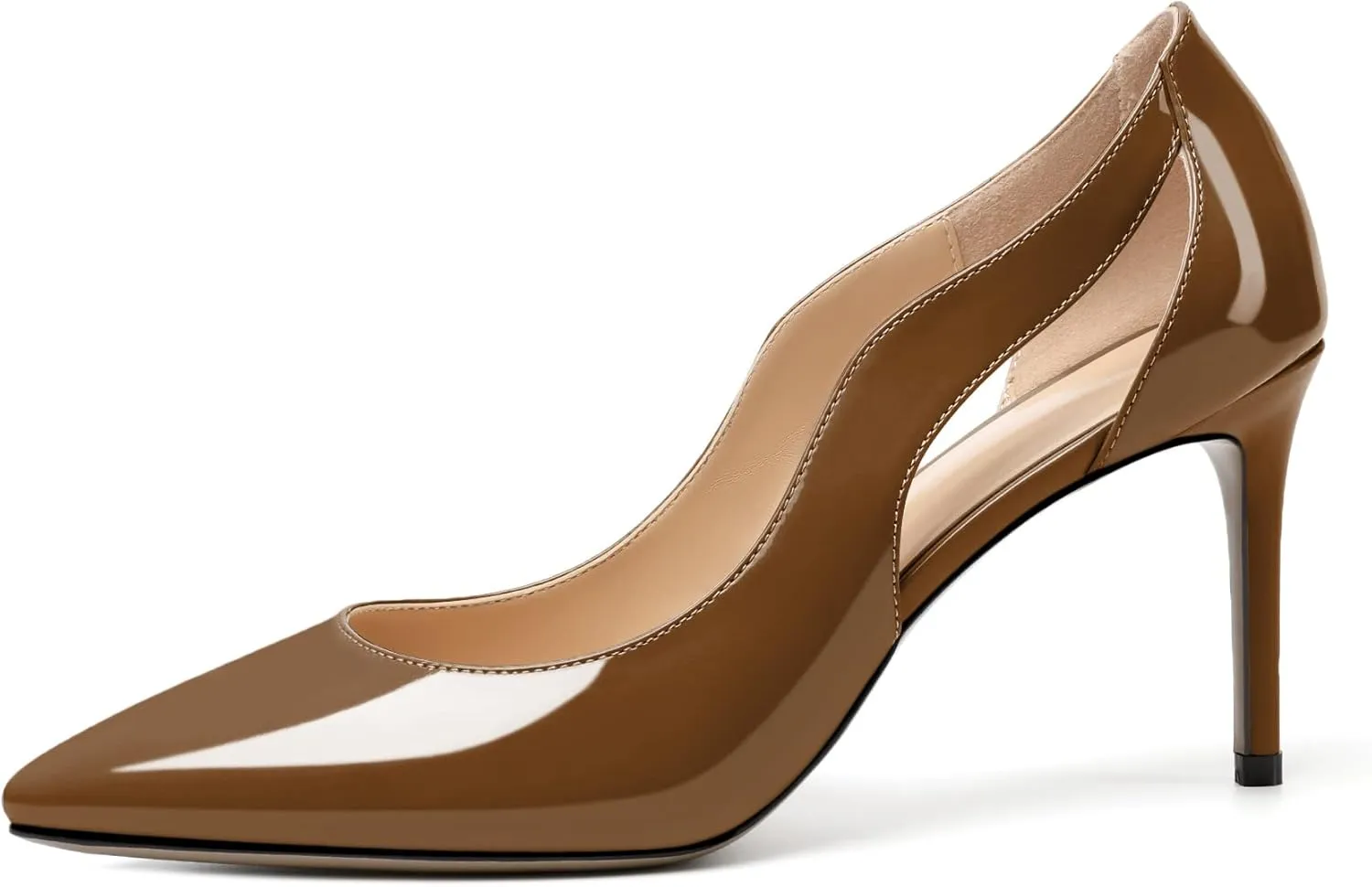 Zamikoo Women's Pointed Toe Slip On 3.5 Inch High Heel Pumps, Sexy Cut Out Stiletto Heels, High Heeled Dress Shoes for Casual Dress Office Event