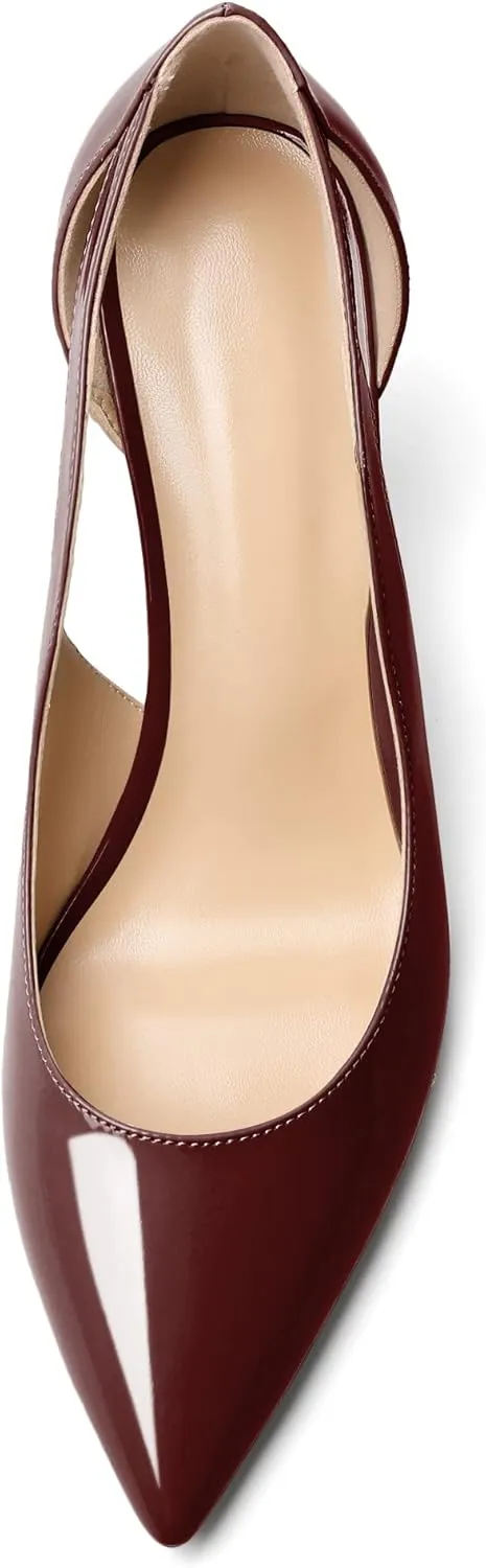 Zamikoo Women's Pointed Toe Slip On 3.5 Inch High Heel Pumps, Sexy Cut Out Stiletto Heels, High Heeled Dress Shoes for Casual Dress Office Event