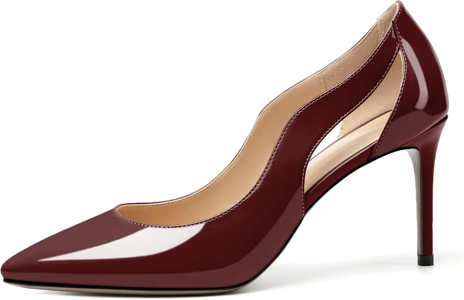 Zamikoo Women's Pointed Toe Slip On 3.5 Inch High Heel Pumps, Sexy Cut Out Stiletto Heels, High Heeled Dress Shoes for Casual Dress Office Event