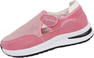 ZSpzx Women's Summer Walking Shoes Hollow Mesh Knit Breathable Running Sneakers Comfy Lightweight Non Slip Air Cushioned Daily Wear Arch Support Shoe Fashionable Mesh Women Casual Platform Footwear