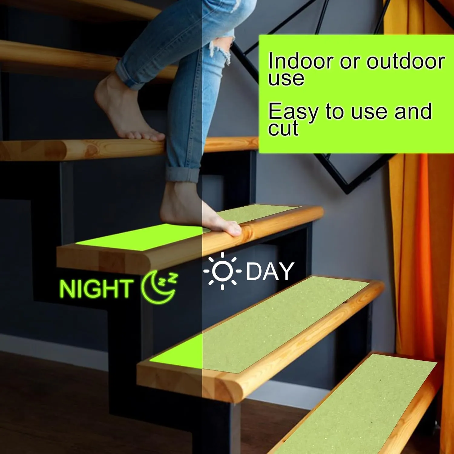ZUEXT Anti Slip Glow in The Dark Tape 4in x30Ft, Waterproof Non Slip Grip Tape for Stairs Outdoor/Indoor, Skateboard Grip Tape Glow Tape for Night Decoration, Deck, Truck, Walkway, Ramp, Camp